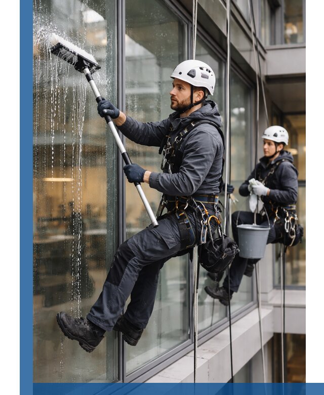 Профессиональная мойка витражей промышленными альпинистами в Рузаевке