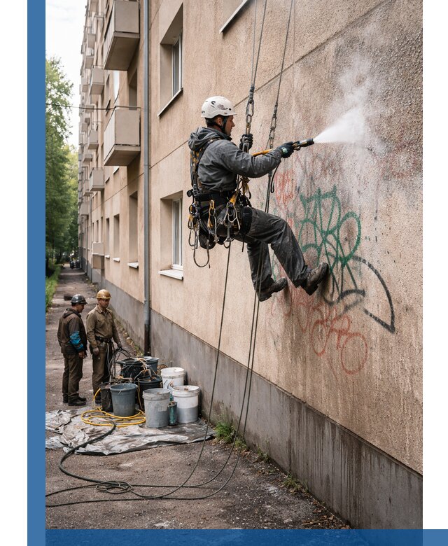 Удаление граффити с фасада в Рузаевке без следов и повреждений