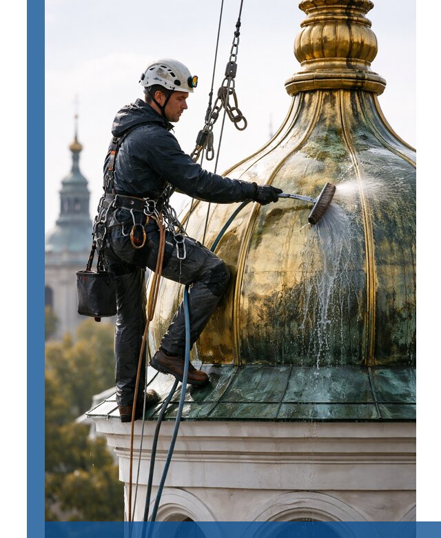 Профессиональная мойка куполов и шпилей высотными альпинистами в Рузаевке