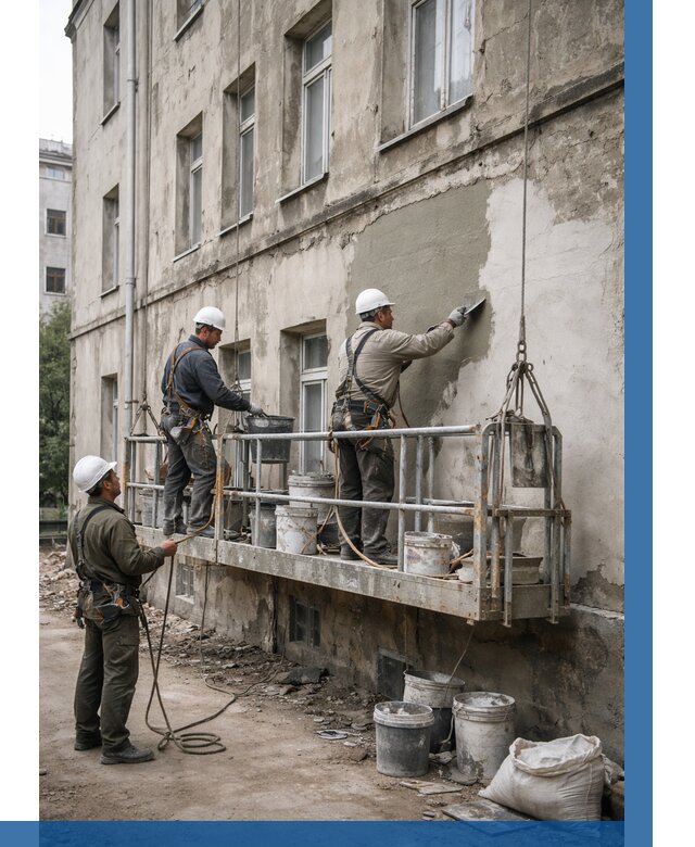 Капитальный ремонт фасада в Рузаевке от 4355 р. | ВЫСОТНИК-Рзв