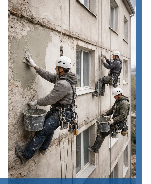 Ремонт штукатурного фасада в Рузаевке от 778 р. под ключ | ВЫСОТНИК-Рзв