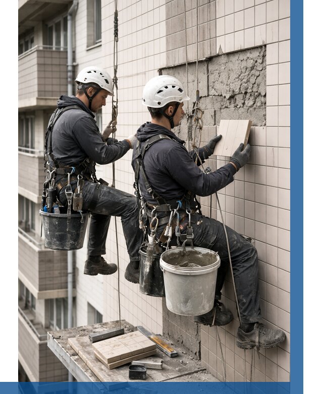 Ремонт облицовки фасада плиткой в Рузаевке от 1866 р. | ВЫСОТНИК-Рзв