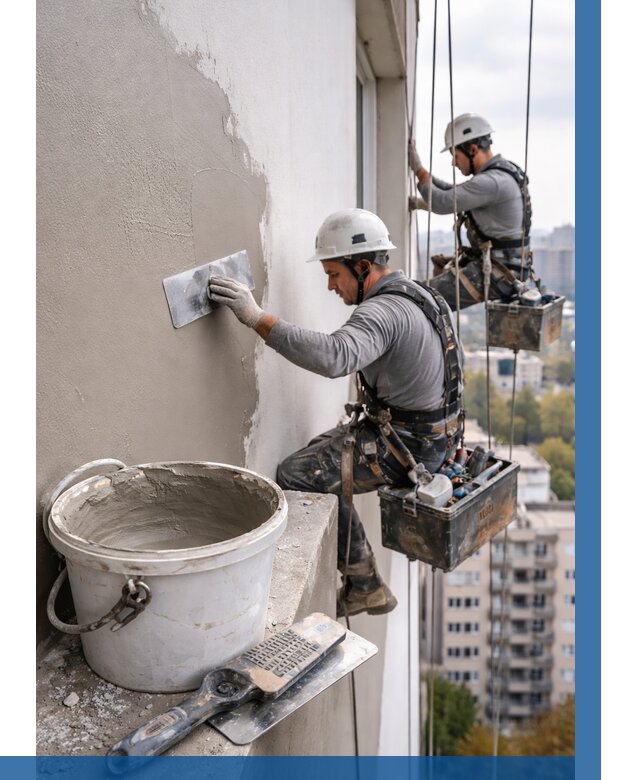 Шпаклевка фасада на высоте в Рузаевке от 726 р. | ВЫСОТНИК-Рзв