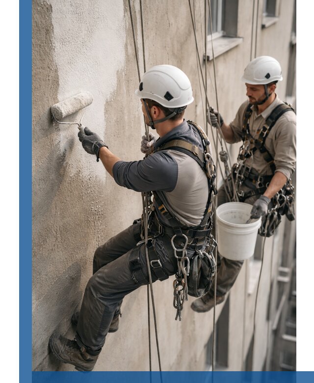 Грунтовка фасада на высоте в Рузаевке промышленными альпинистами