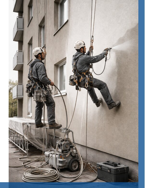 Безвоздушная покраска фасада в Рузаевке от 228 р/м² | ВЫСОТНИК-Рзв