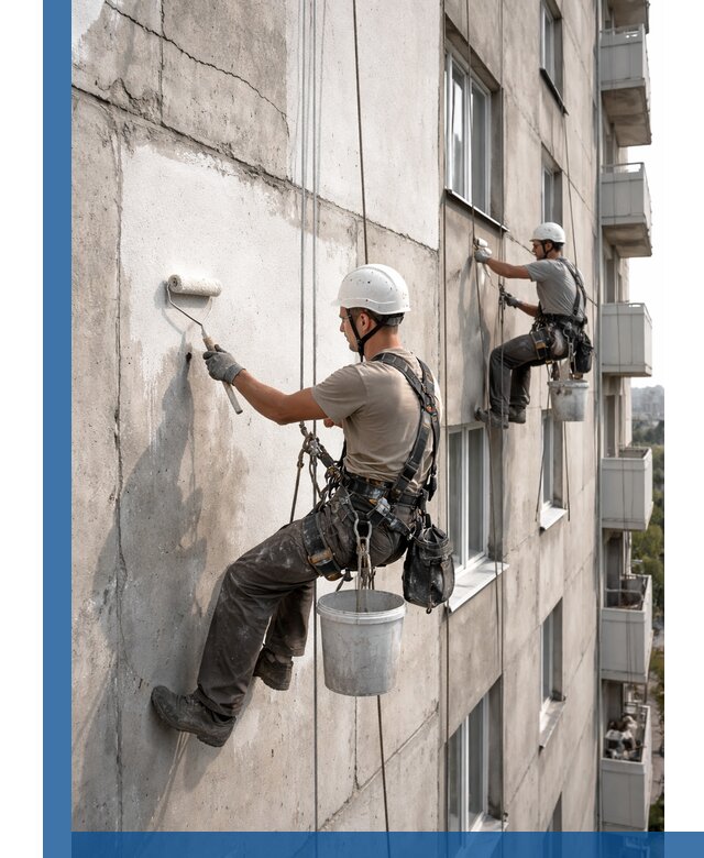 Покраска бетонного фасада в Рузаевке для жилых и промышленных объектов