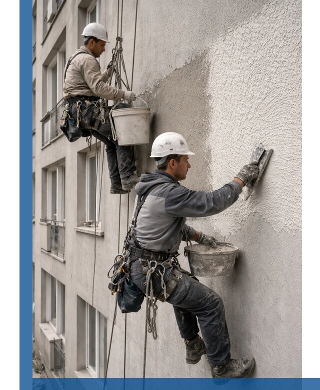 Нанесение декоративной штукатурки короед на фасад в Рузаевке