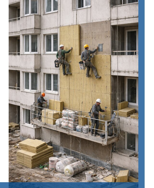 Утепление фасада минватой в Рузаевке от 1555 р. | ВЫСОТНИК-Рзв