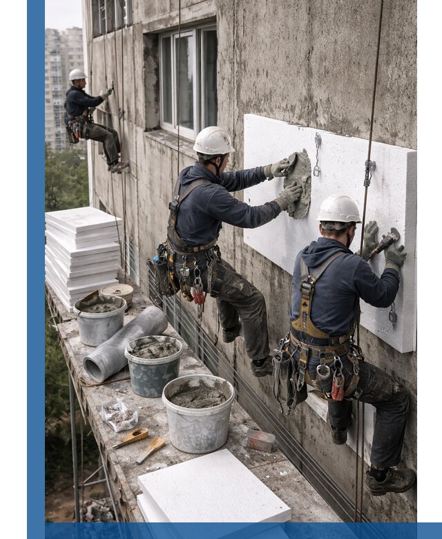 Утепление фасада пенополистиролом в Рузаевке под ключ