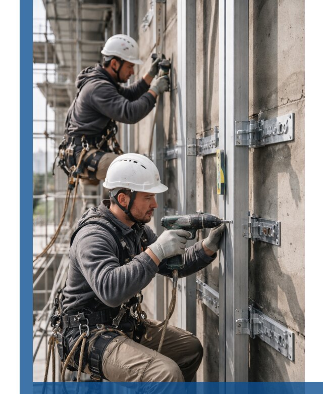 Монтаж и крепление подсистемы вентфасада в Рузаевке