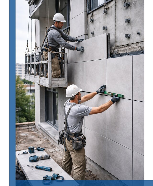 Монтаж керамогранита на фасад в Рузаевке под ключ с гарантией качества