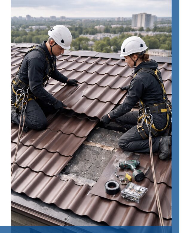 Ремонт металлочерепицы на крыше в Рузаевке от 933 р. | ВЫСОТНИК-Рзв