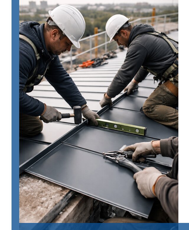 Монтаж фальцевой кровли в Рузаевке для промышленных зданий