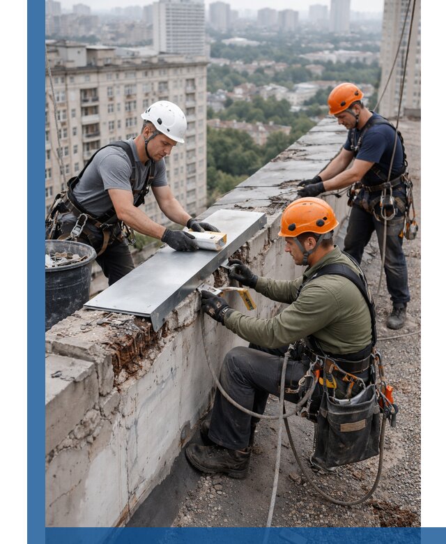 Ремонт парапета на кровле в Рузаевке, высотные работы с гарантией