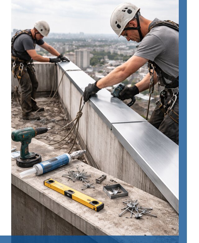 Монтаж парапетных крышек в Рузаевке от 829 р. | ВЫСОТНИК-Рзв