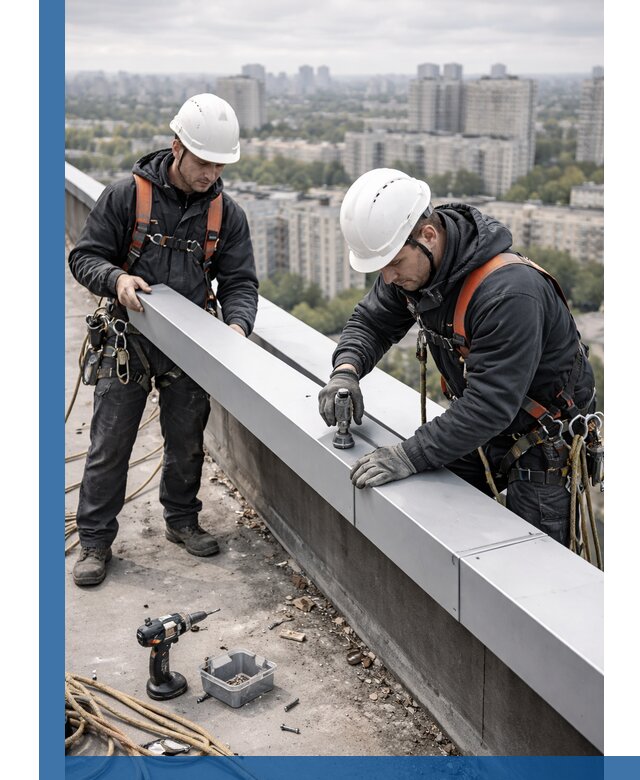 Монтаж парапетных крышек и ограждений кровли в Рузаевке