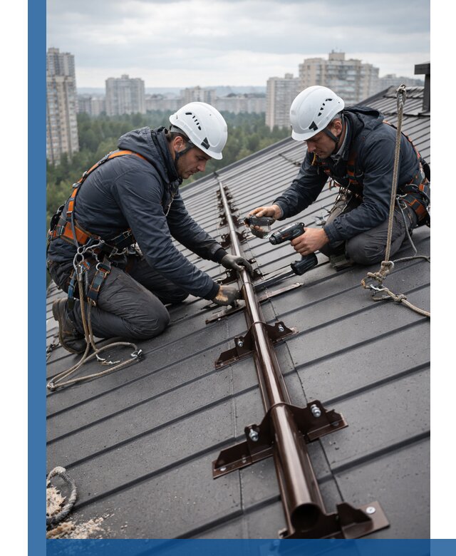 Монтаж снегозадержателей на кровле зданий в Рузаевке под ключ