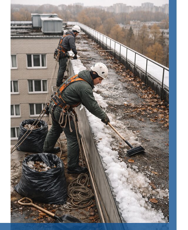 Очистка кровли по периметру в Рузаевке от 570 р. | ВЫСОТНИК-Рзв