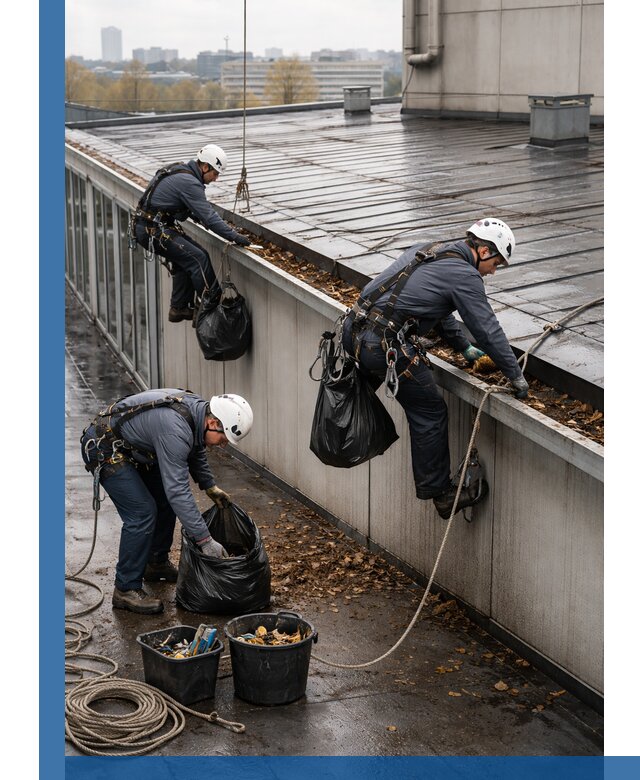 Очистка кровли по периметру в Рузаевке силами промышленных альпинистов