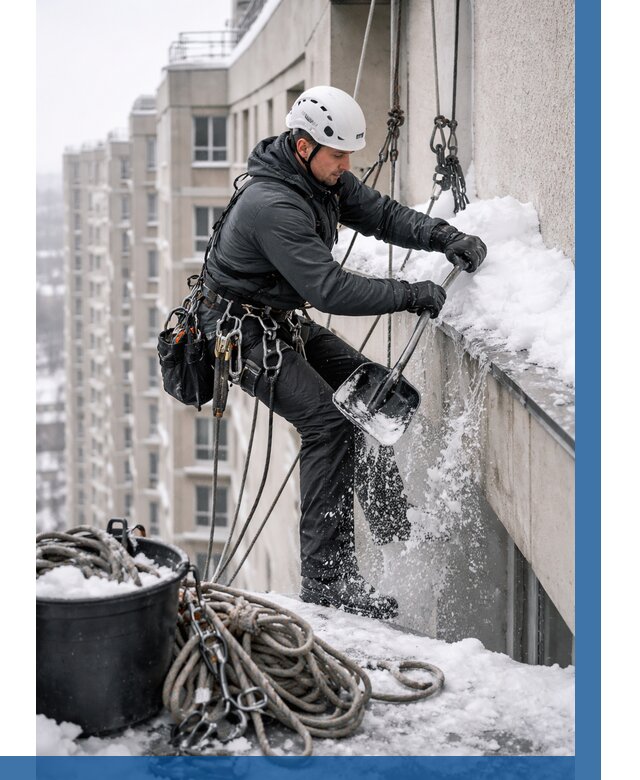 Очистка карнизов от снега в Рузаевке от 311 р. | ВЫСОТНИК-Рзв