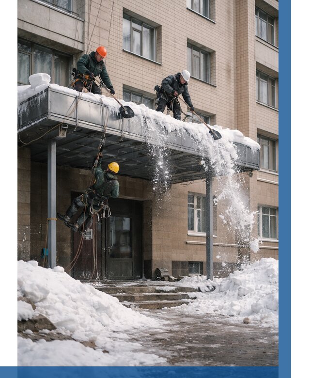 Очистка козырьков от снега в Рузаевке от 3629 р. | ВЫСОТНИК-Рзв