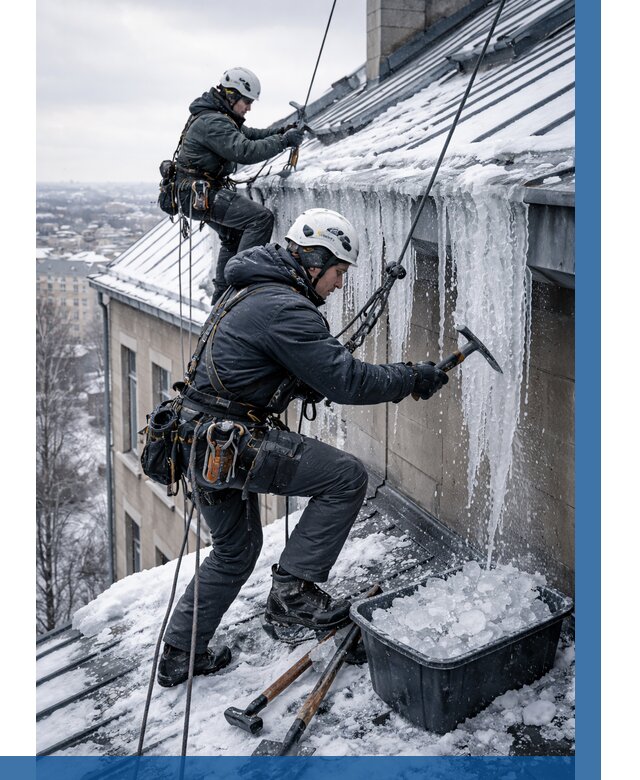 Удаление наледи с кровли в Рузаевке от 5702 р. | ВЫСОТНИК-Рзв