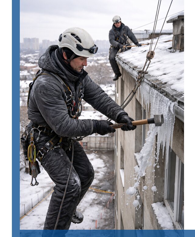 Сбивание и удаление сосулек с крыши в Рузаевке безопасно