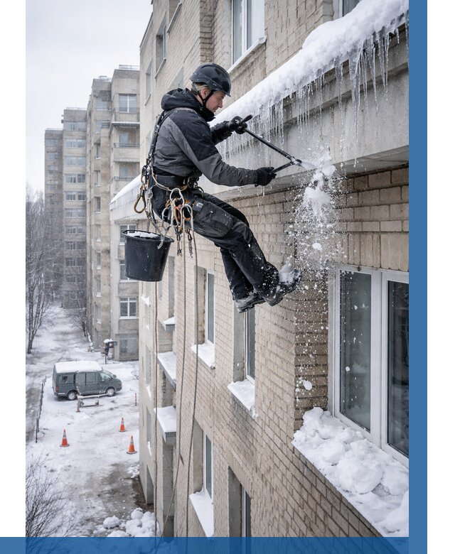 Удаление наледи с карнизов в Рузаевке от 363 р. | ВЫСОТНИК-Рзв