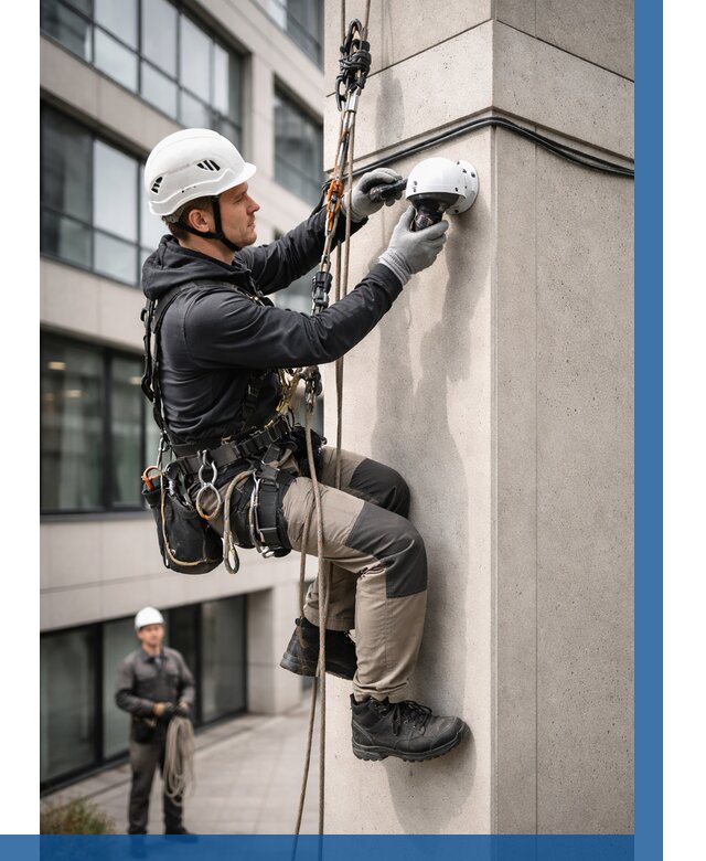 Монтаж камер видеонаблюдения на фасаде в Рузаевке от 8813 р.-ВЫСОТНИК-Рзв