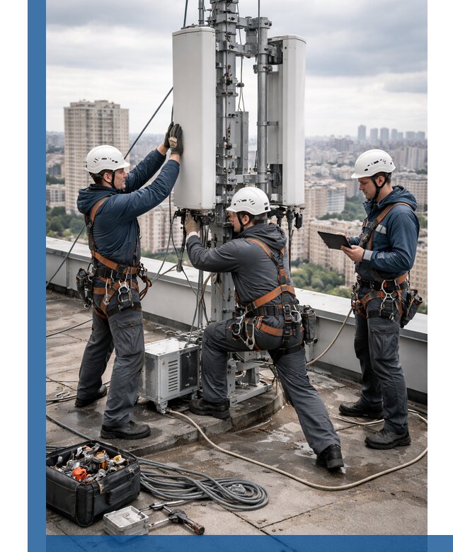 Монтаж антенн связи на крыше в Рузаевке с вводом в эксплуатацию