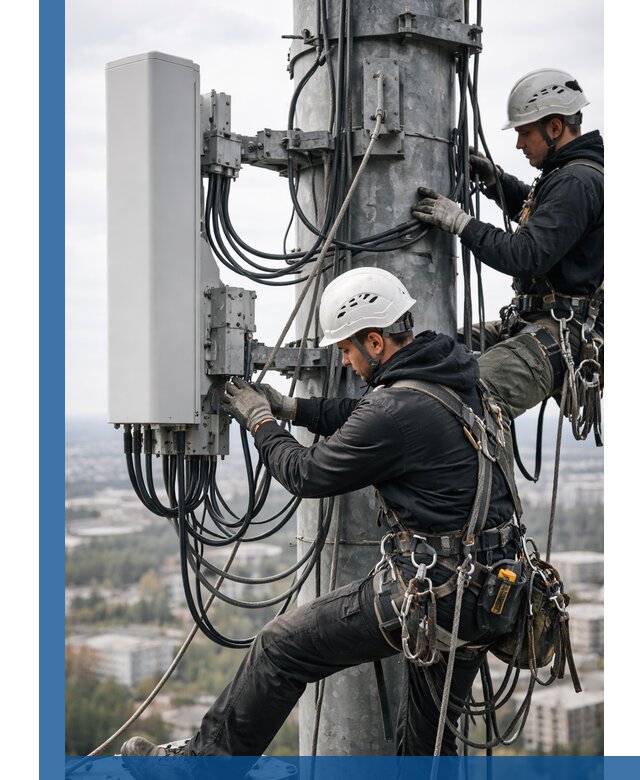 Монтаж оборудования связи на мачте в Рузаевке с пусконаладкой