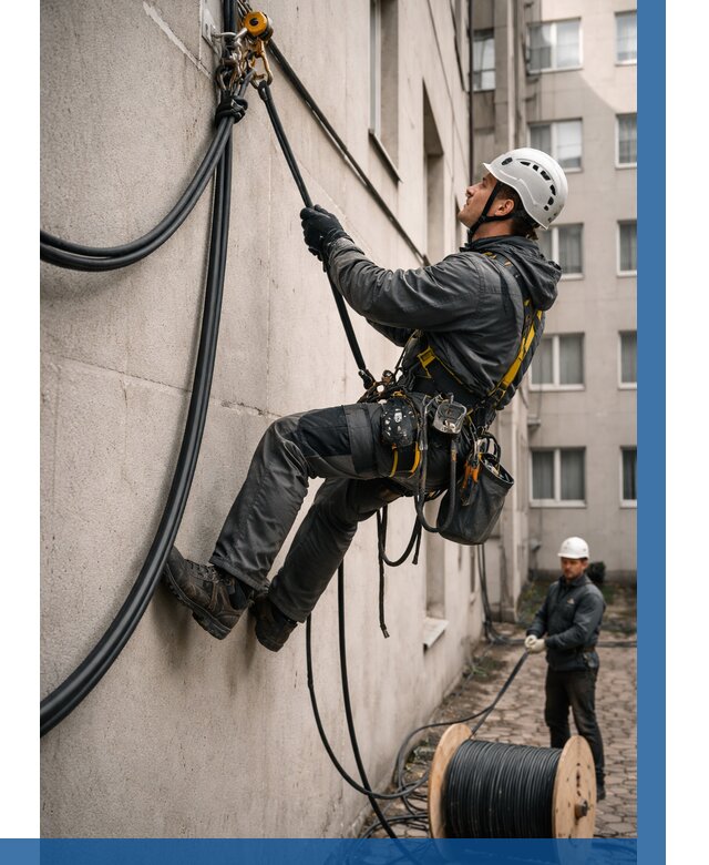 Протяжка кабеля питания на высоте в Рузаевке от 467 р. | ВЫСОТНИК-Рзв