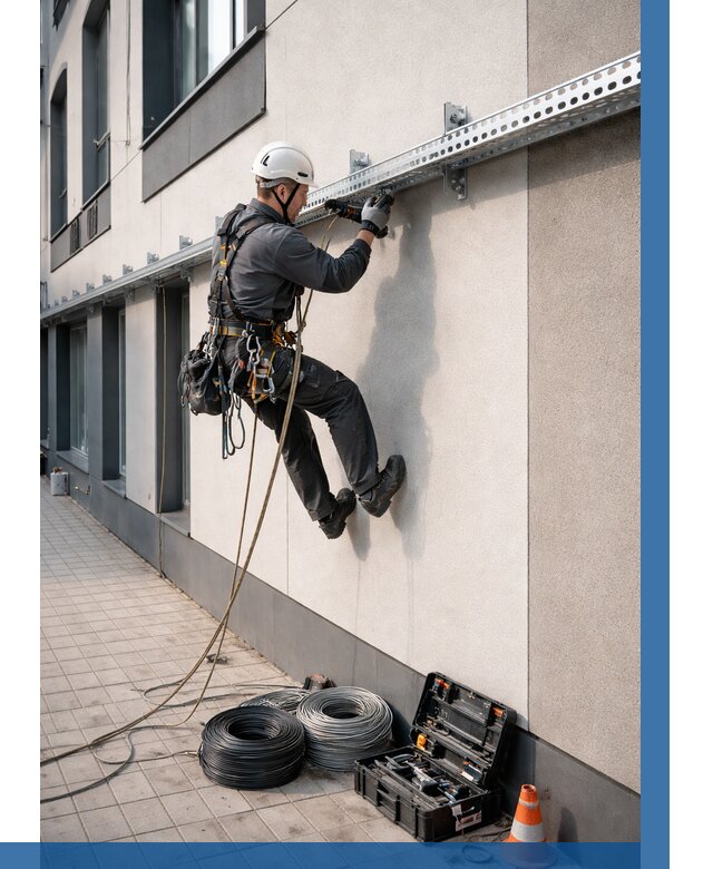 Монтаж кабельных лотков на фасаде в Рузаевке от 1244 р. | ВЫСОТНИК-Рзв