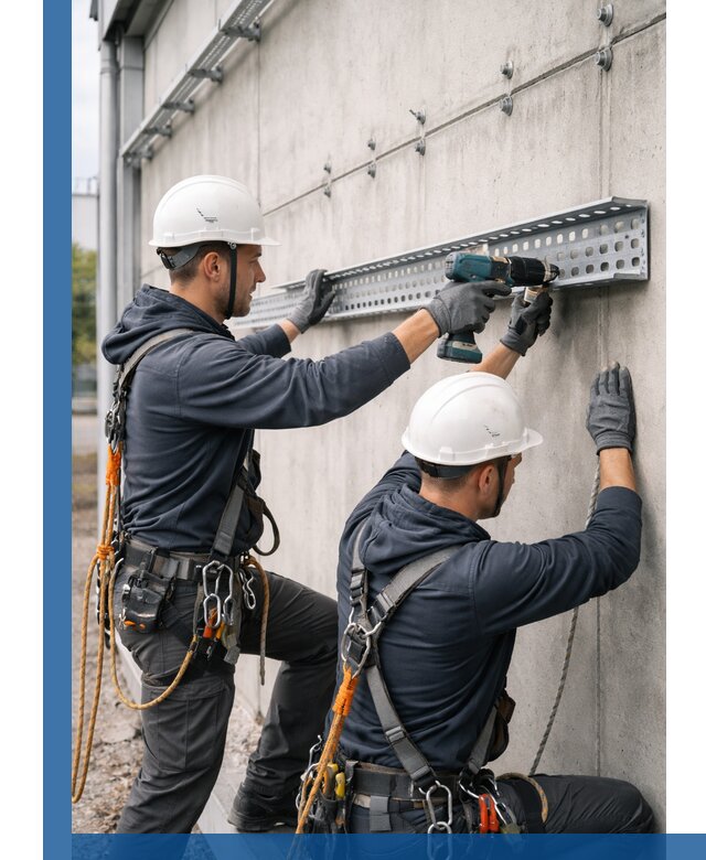 Монтаж кабельных лотков на фасаде зданий в Рузаевке с гарантией