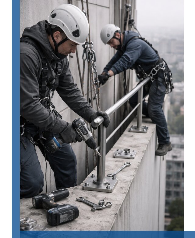 Монтаж перил на высоте в Рузаевке для жилых и промобъектов