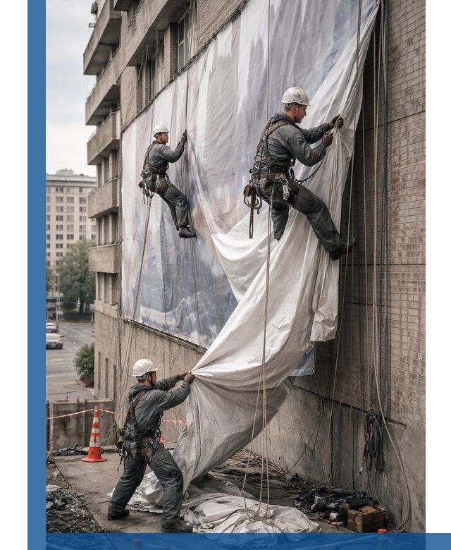 Демонтаж баннеров с фасада в Рузаевке оперативно и безопасно