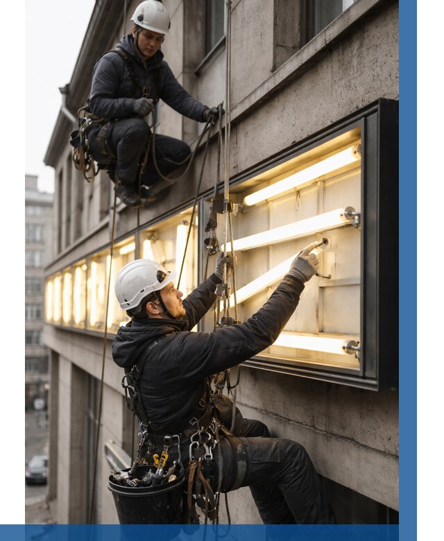 Замена ламп в вывеске в Рузаевке под ключ от 3629 р. | ВЫСОТНИК-Рзв