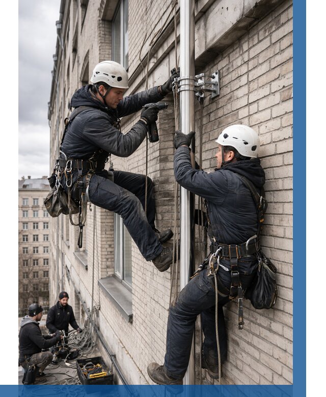 Монтаж флагштока на здании в Рузаевке от 6739 р. | ВЫСОТНИК-Рзв