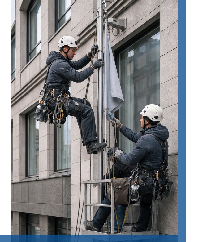 Установка флагов на фасаде в Рузаевке от 4666 р. | ВЫСОТНИК-Рзв