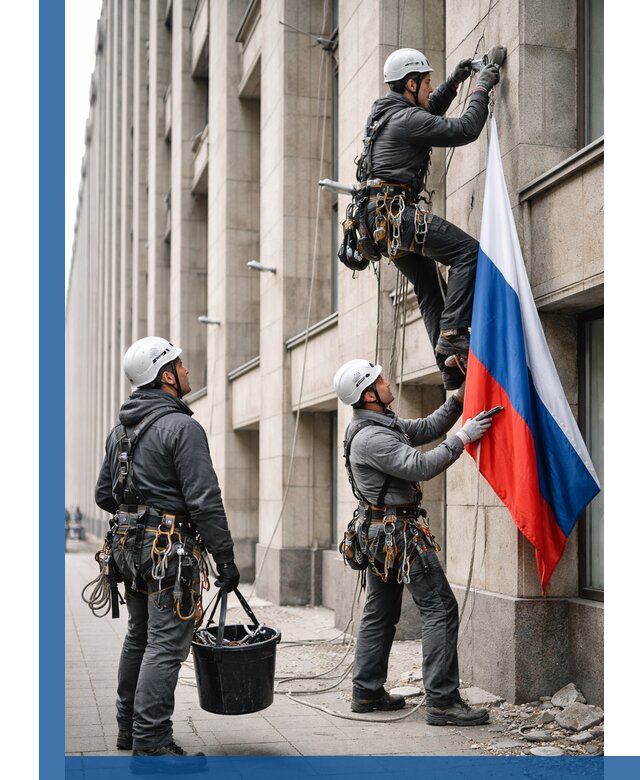 Профессиональная установка флагов на фасаде в Рузаевке