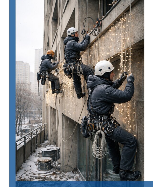 Монтаж новогодней иллюминации и украшение фасадов в Рузаевке