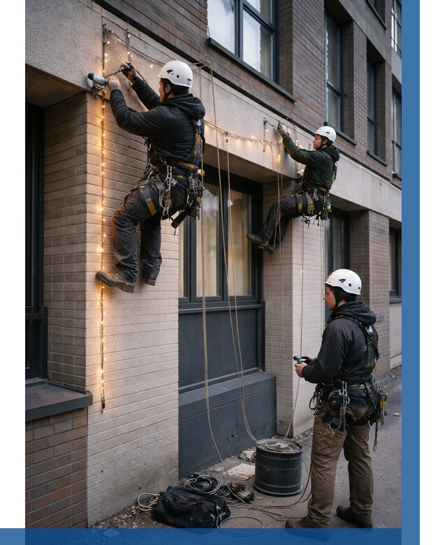 Монтаж гирлянд на фасаде в Рузаевке от 3629 р. | ВЫСОТНИК-Рзв