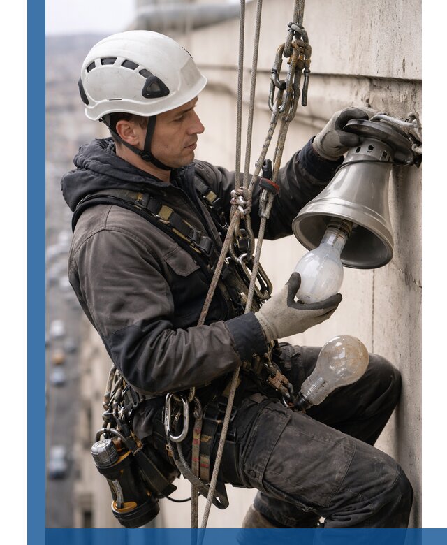 Замена ламп на высоте в Рузаевке профессионально и быстро