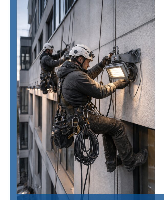 Монтаж фасадного освещения в Рузаевке установка и подключение