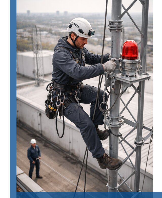 Монтаж заградительных огней и обслуживание объектов в Рузаевке
