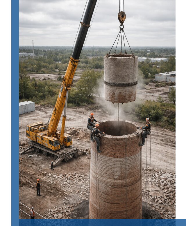 Демонтаж дымовой трубы в Рузаевке с гарантиями безопасности