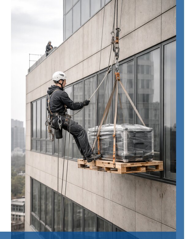 Спуск груза по фасаду в Рузаевке от 3629 р. | ВЫСОТНИК-Рзв