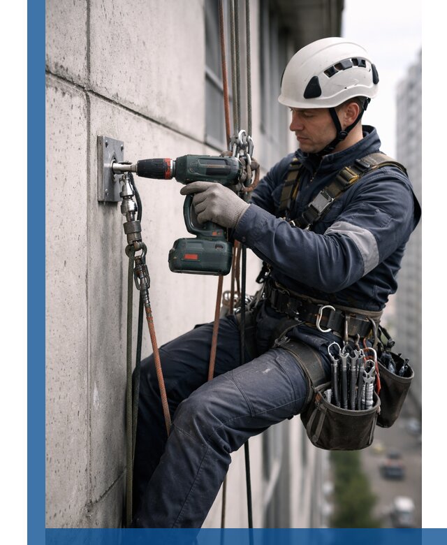 Установка анкерных точек для высотных работ в Рузаевке